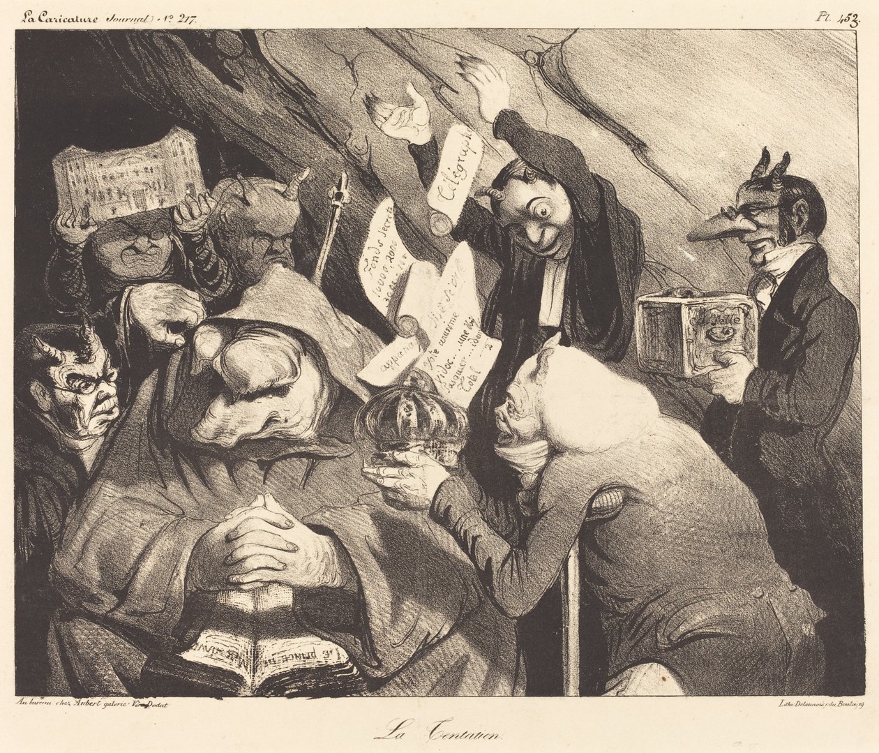 The Temptation, parodi på et maleri av Teniers av Honoré Daumier