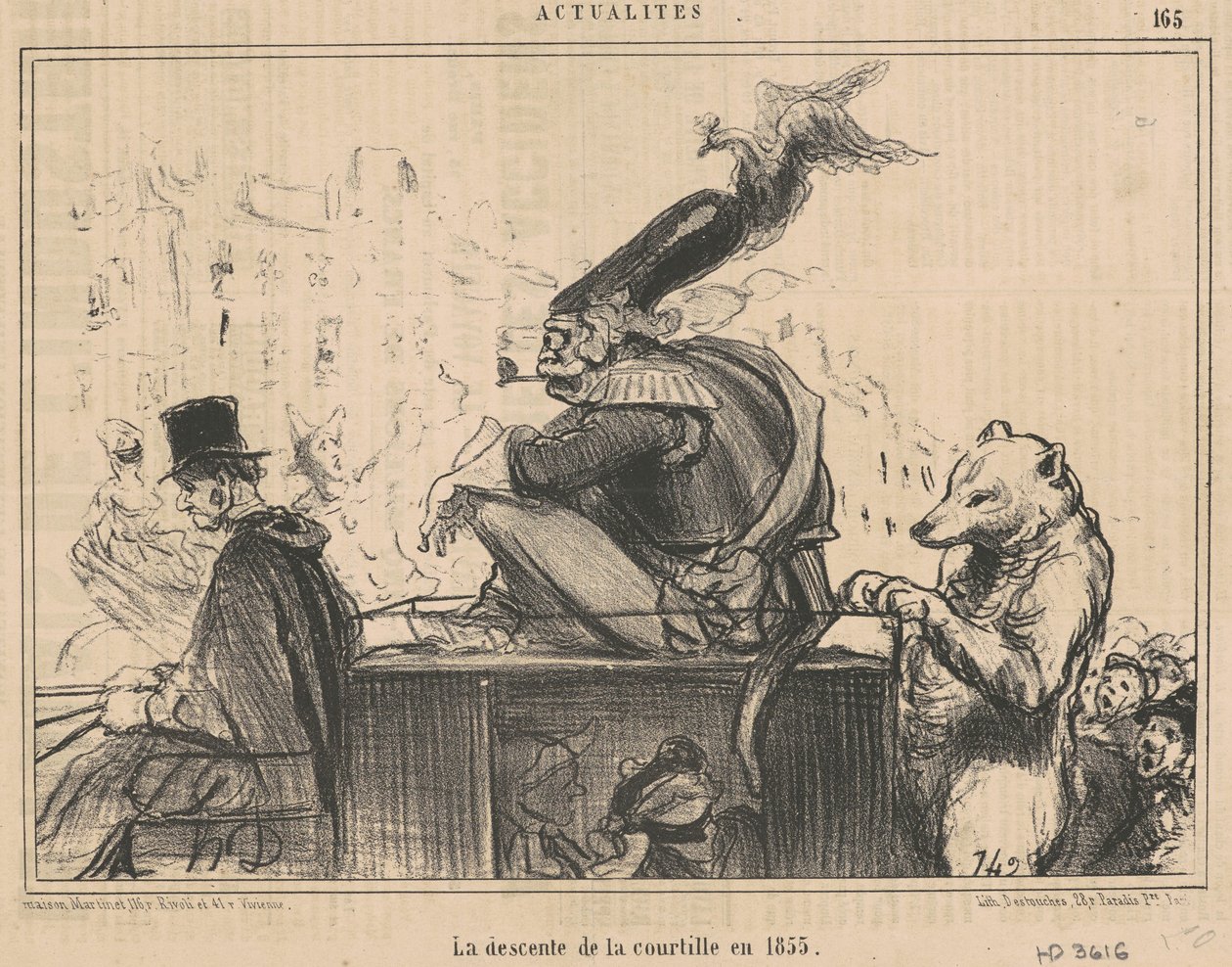 Nedstigningen av courtille i 1855 av Honoré Daumier