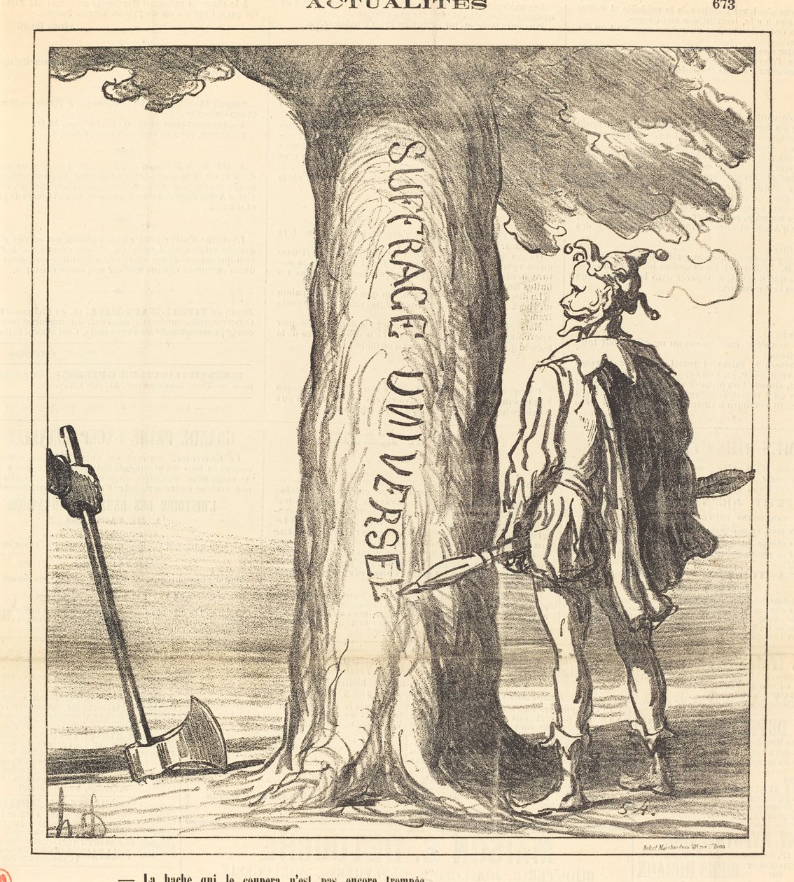 Øksen som skal kutte den er ennå ikke herdet av Honoré Daumier