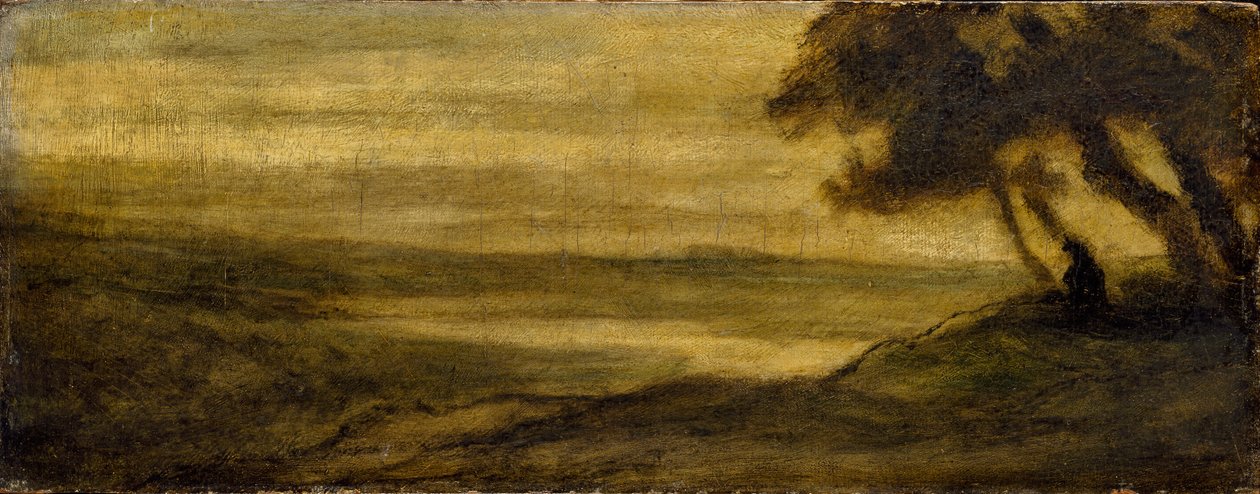 Landskap med en figur, c1860 av Honoré Daumier