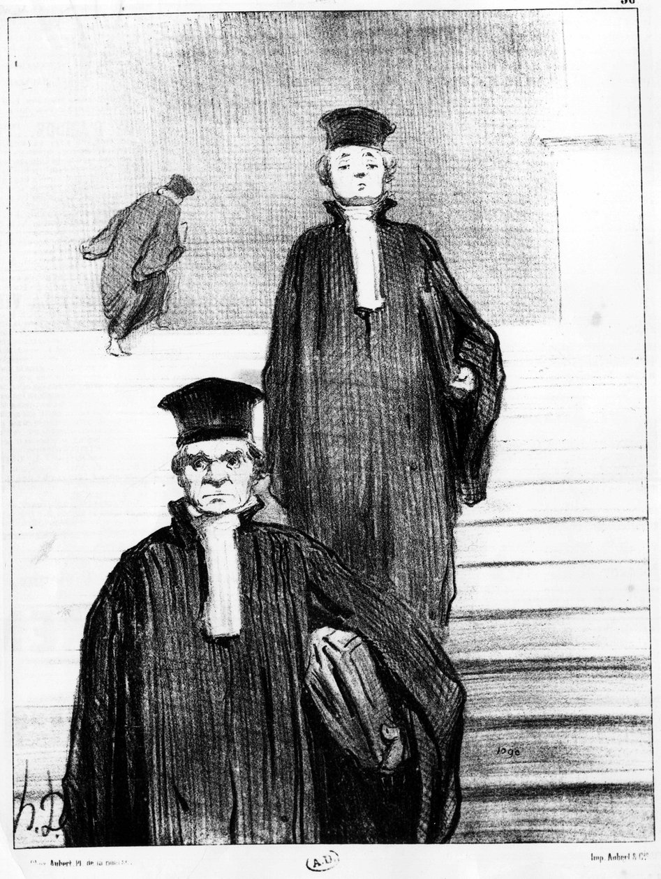 Advokater, karikatur av Honore Daumier (1808-1879). "" Charivari"" av Honoré Daumier