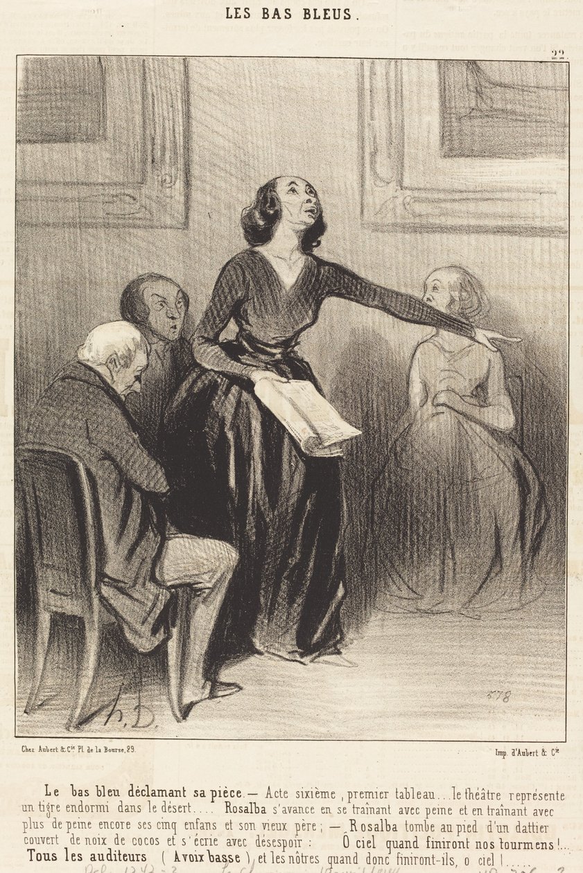 Le Bas-bleu erklærer skuespillet sitt av Honoré Daumier
