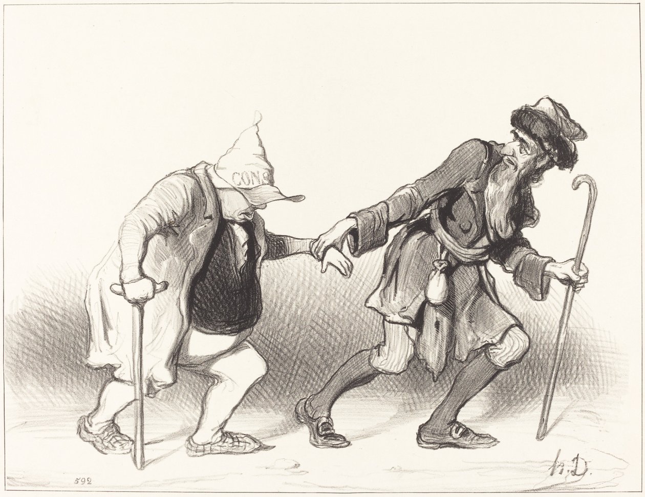 Den konstitusjonelle og den vandrende jøden av Honoré Daumier