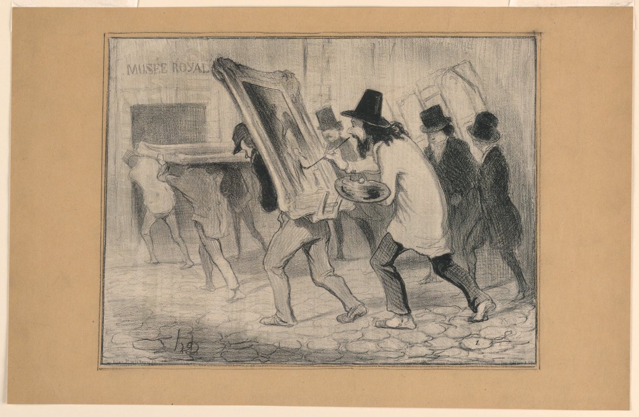 Den siste dagen for mottak av maleriene, fra Charivari av Honoré Daumier