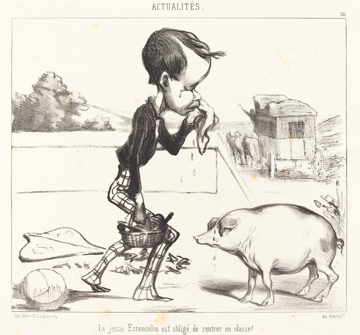 Unge Estancelin er forpliktet til å gå tilbake til klassen! av Honoré Daumier