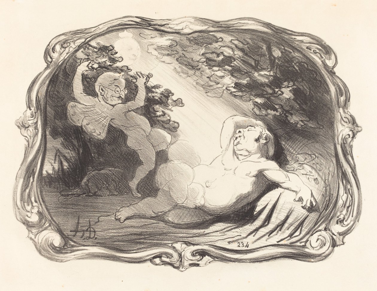 The Sleep of Endymion-Berryer av Honoré Daumier
