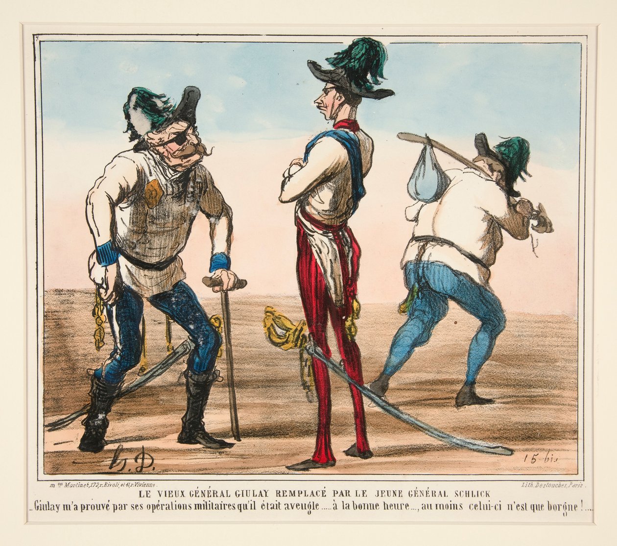 Gamle general Giulay erstattet av unge general Schlick av Honoré Daumier