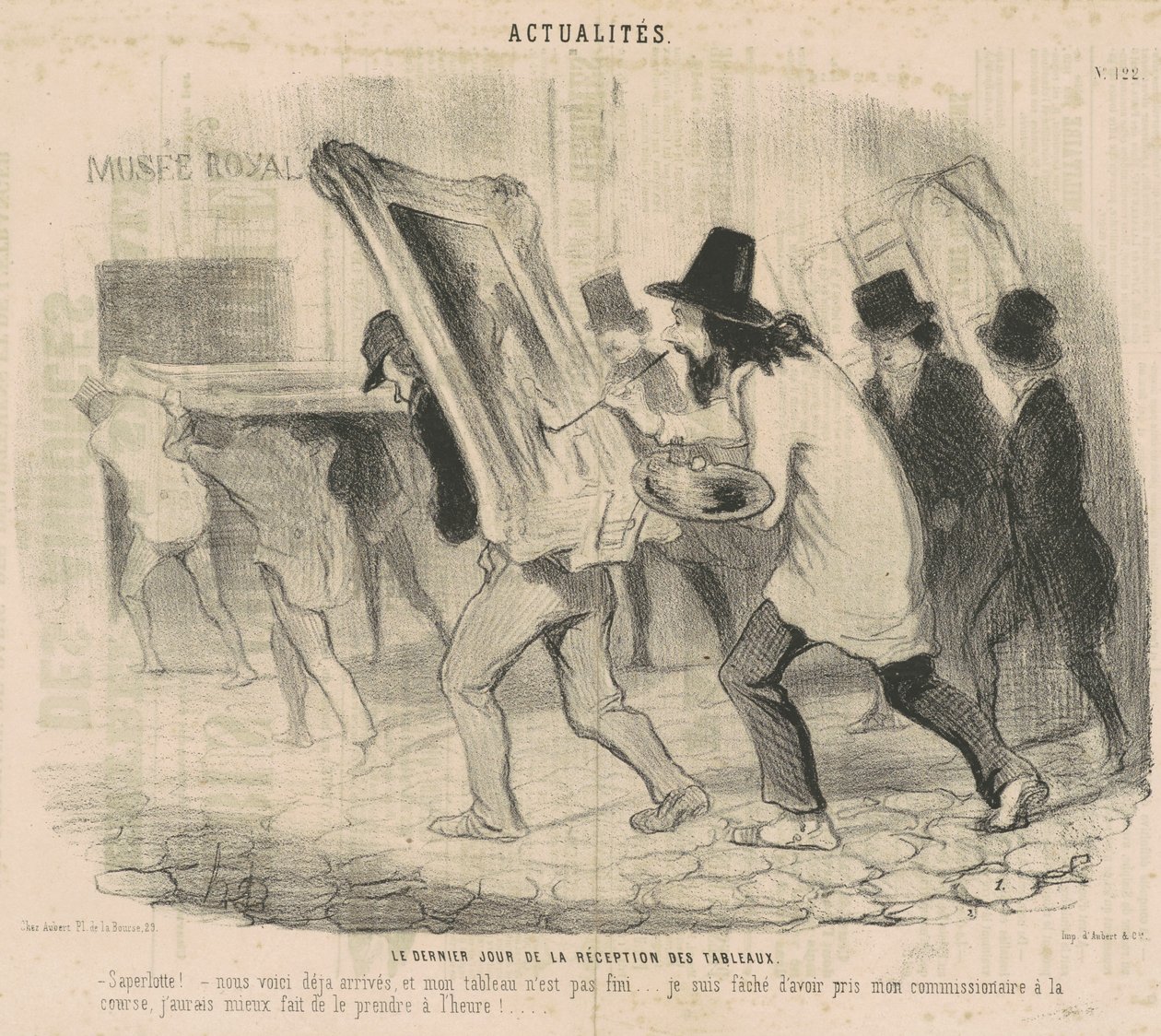 Den siste dagen for mottak av maleriene. Saperlotte. . . Vi har allerede ankommet og maleriet mitt er ikke ferdig! av Honoré Daumier