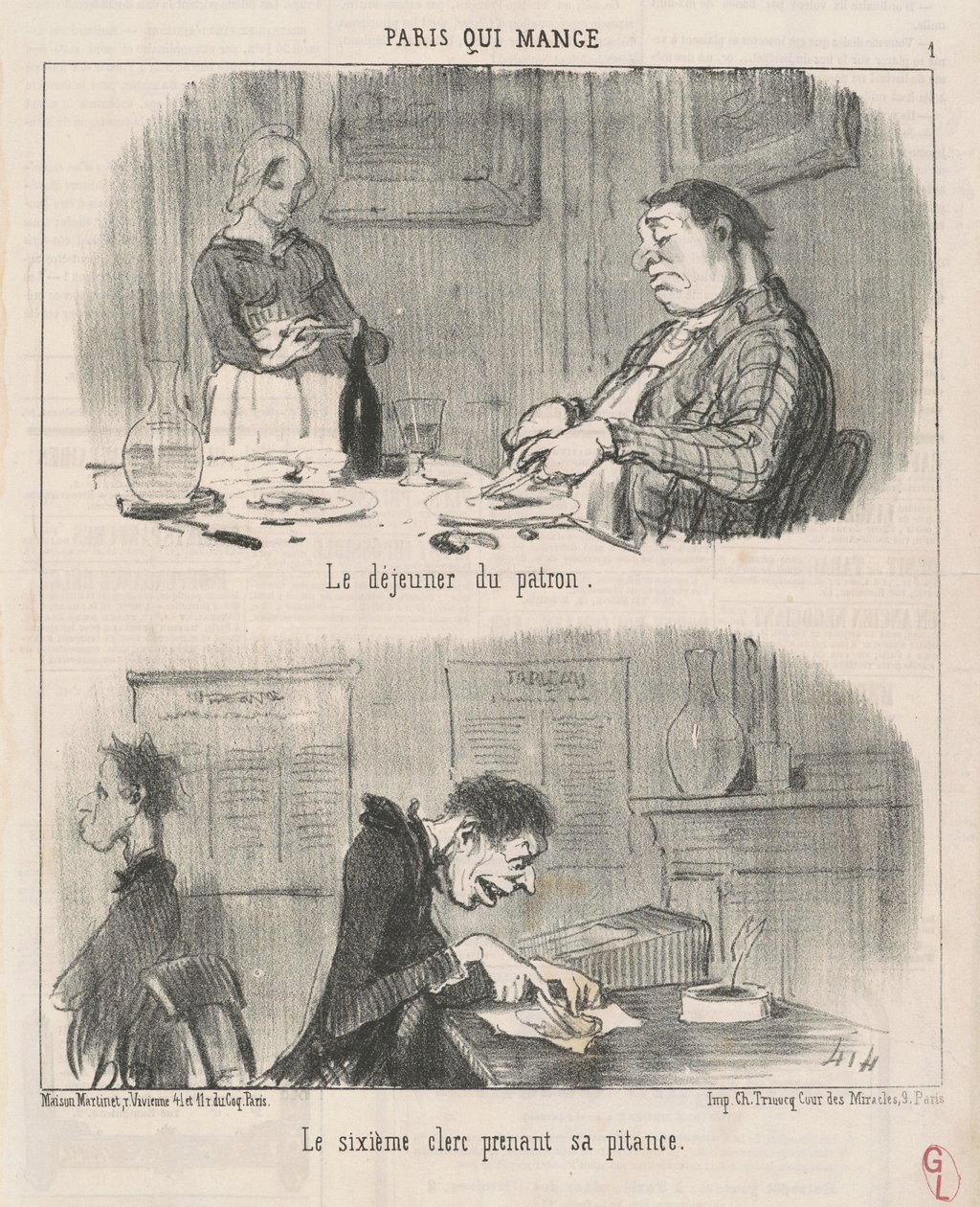 Lunsjen til sjefen, den sjette kontorist... av Honoré Daumier