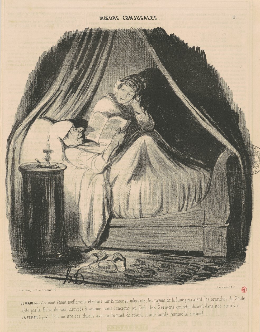 Mannen leser: vi lå slapt... av Honoré Daumier