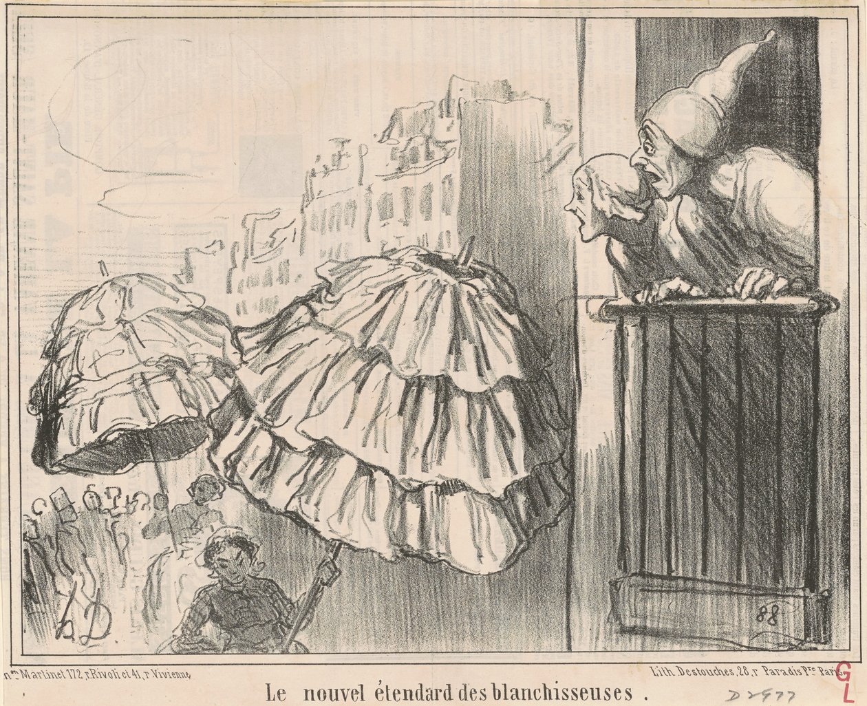 Det nye banneret av vaskekoner av Honoré Daumier