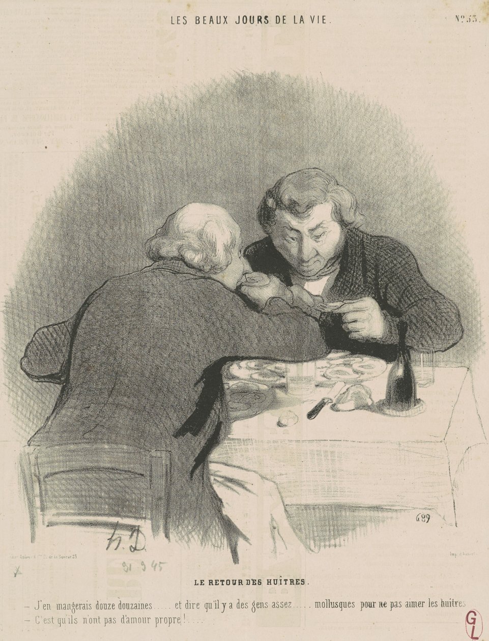Retur av østers av Honoré Daumier