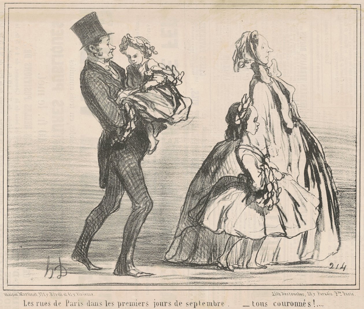 Gatene i Paris de første dagene av september... av Honoré Daumier