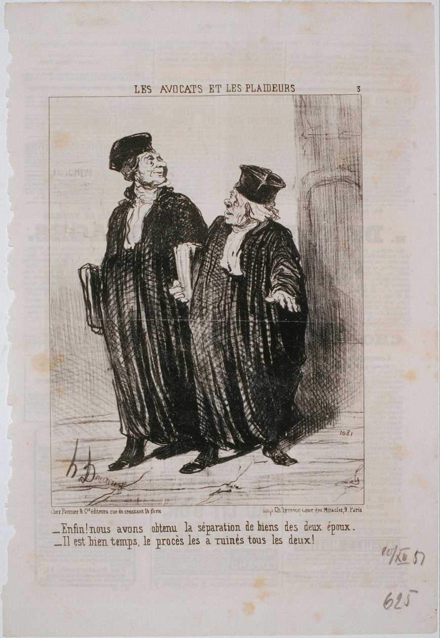 Advokater og saksøker- Endelig! Vi har separasjon når det gjelder eiendom av Honoré Daumier