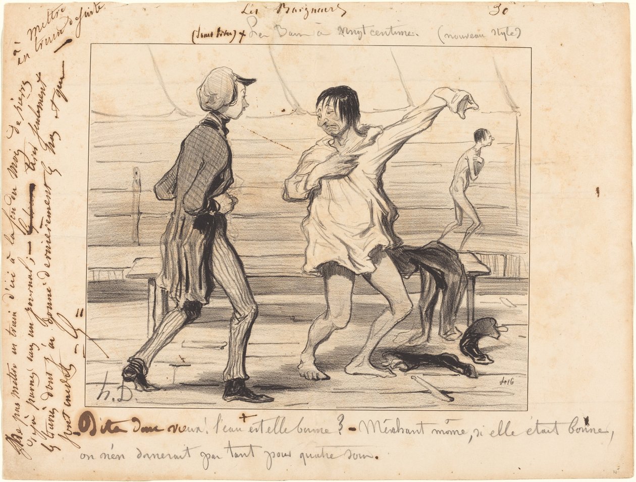 Les Bains på tjue centimes, ny stil av Honoré Daumier