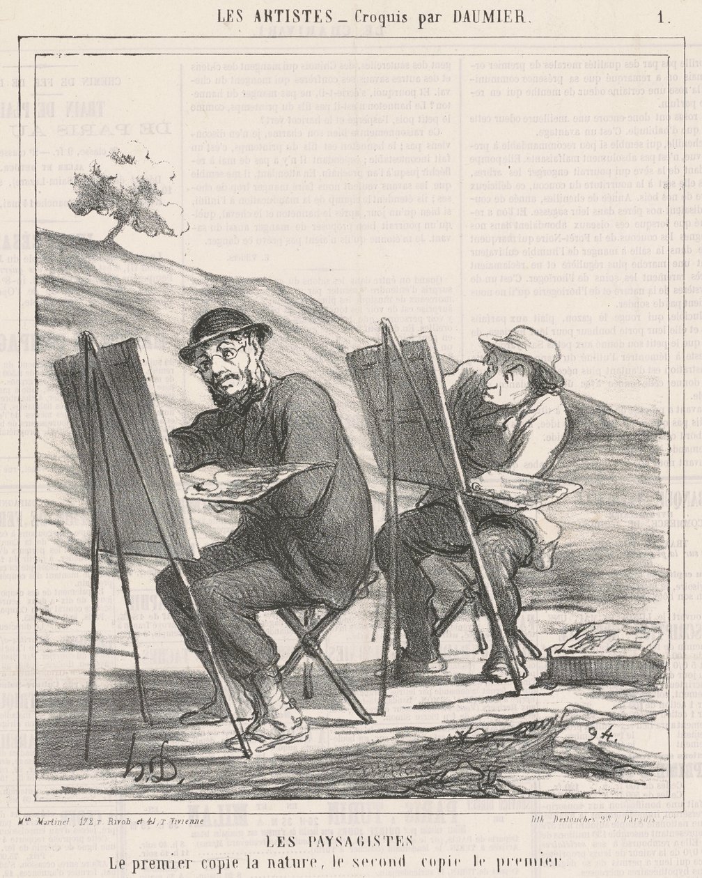 Landskapsarkitekter. Den første kopierer naturen av Honoré Daumier
