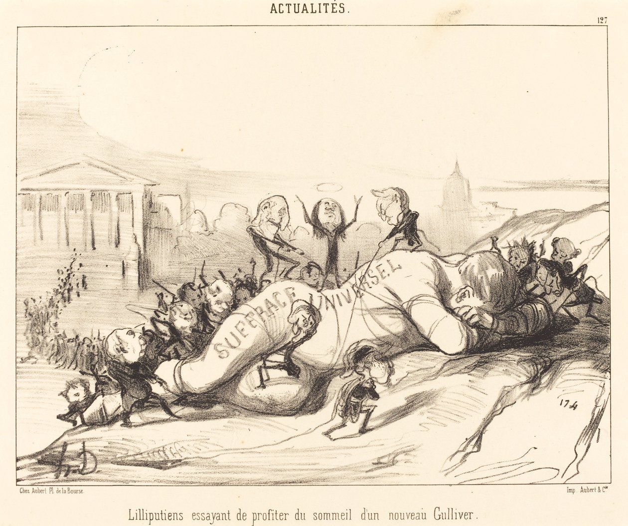 Lilliputianere prøver å nyte søvnen... av Honoré Daumier