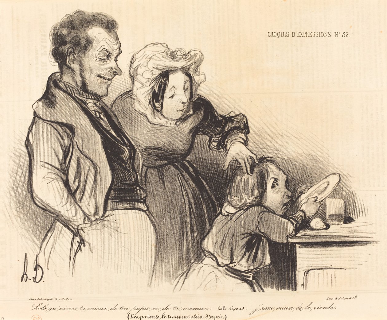 Lolo hva liker du best med faren din eller moren din... av Honoré Daumier
