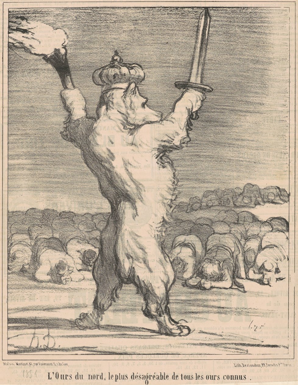Den nordlige bjørnen, den ekleste av alle kjente bjørner av Honoré Daumier