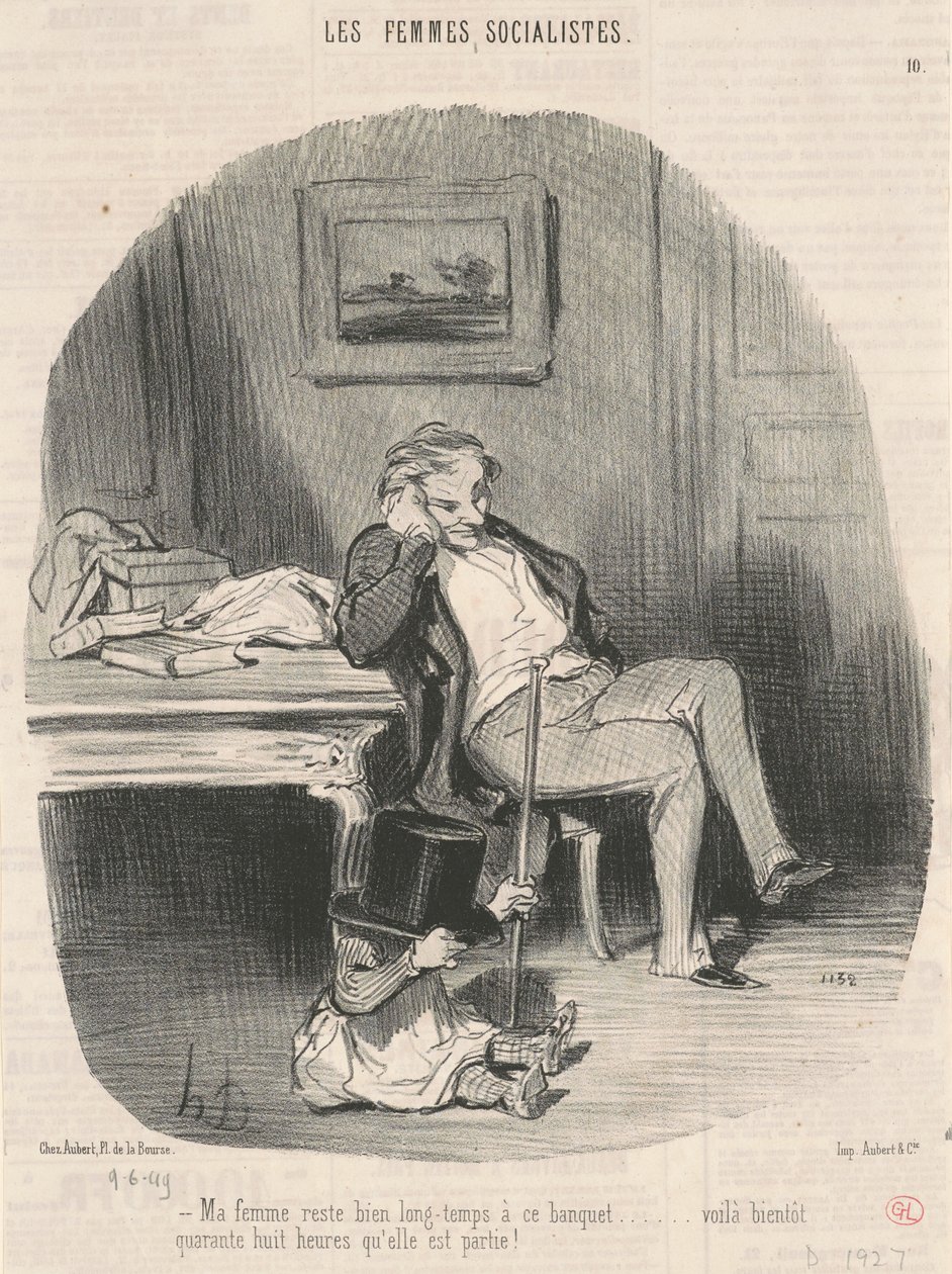 Min kone blir lenge på denne banketten... av Honoré Daumier