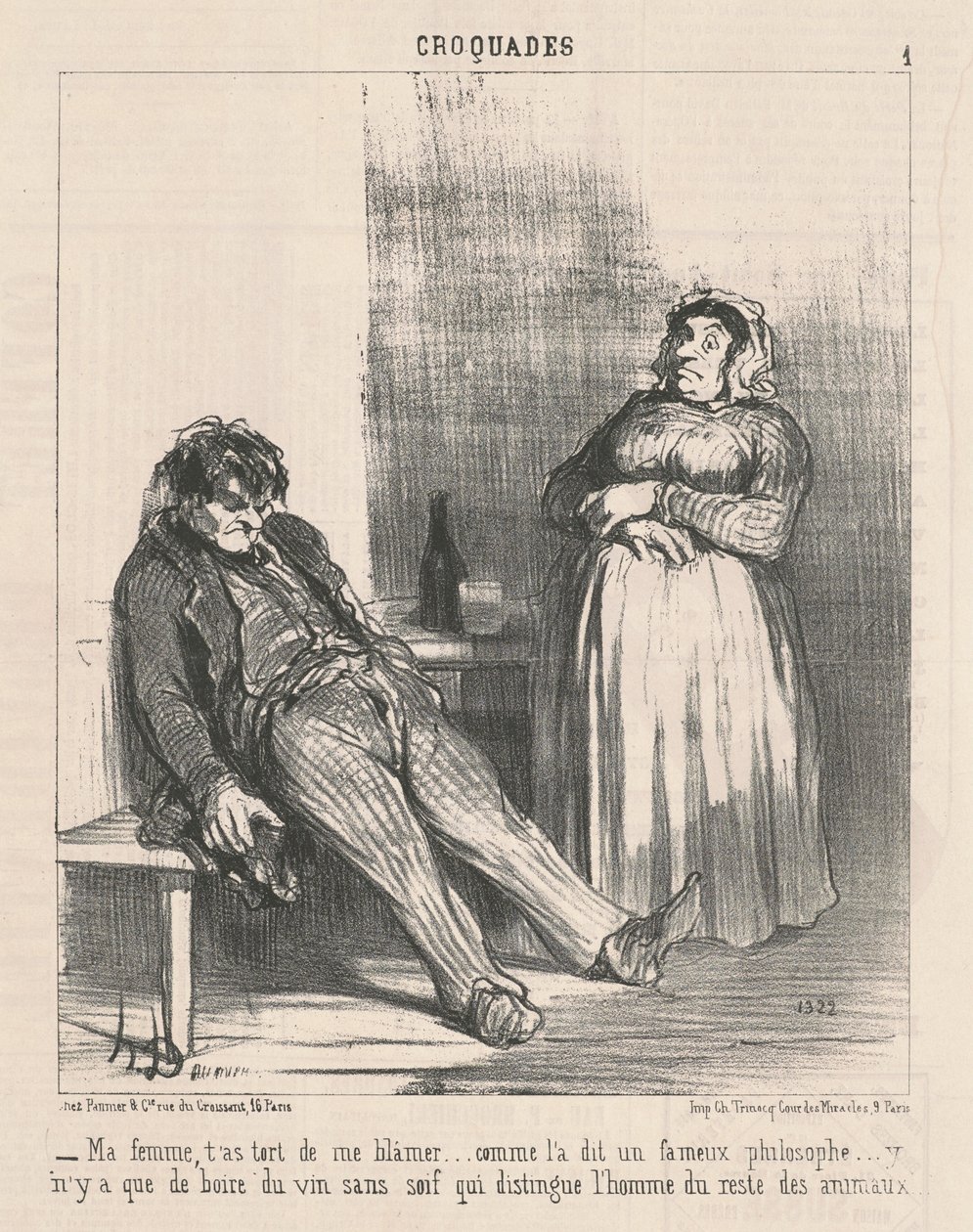 Min kone, du tar feil når du skylder på meg... av Honoré Daumier