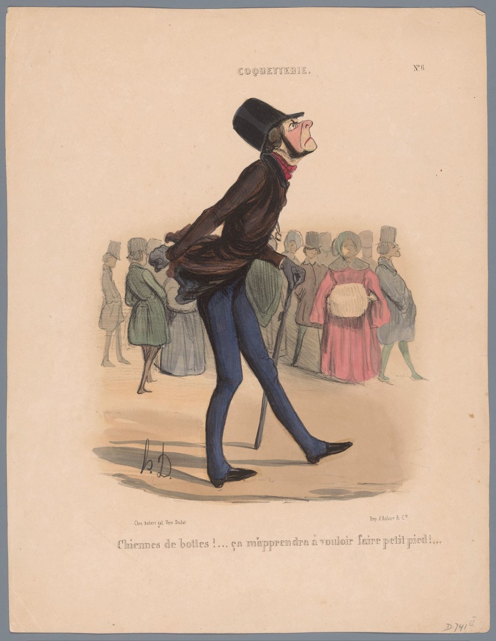 Mannen går i sko som er for små Chiennes de bottes! (...) (tittel på objekt) Vanity (serietittel) Coquetry (serietittel på objekt) av Honoré Daumier