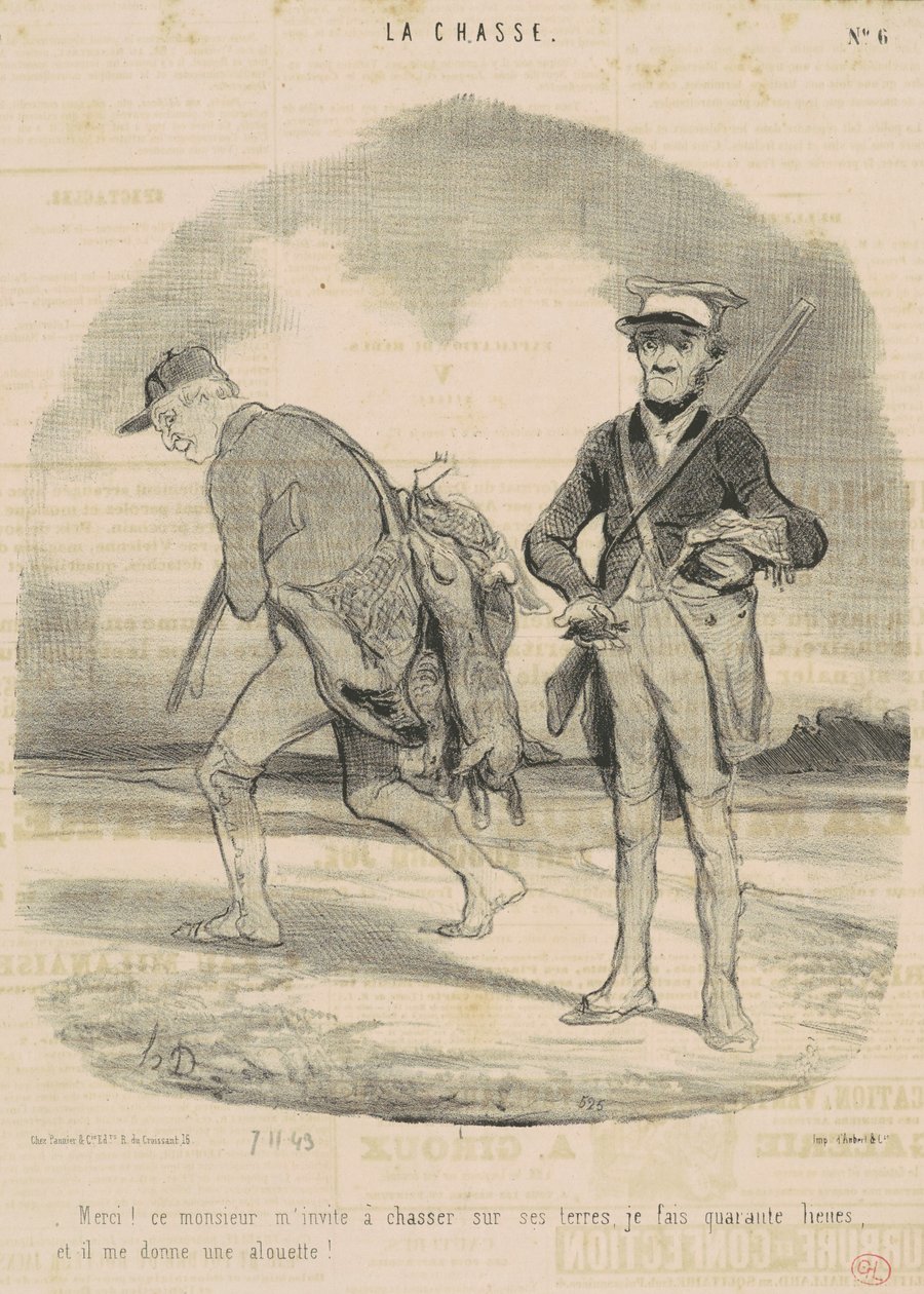 Takk! Denne herren inviterer meg til å jakte... av Honoré Daumier