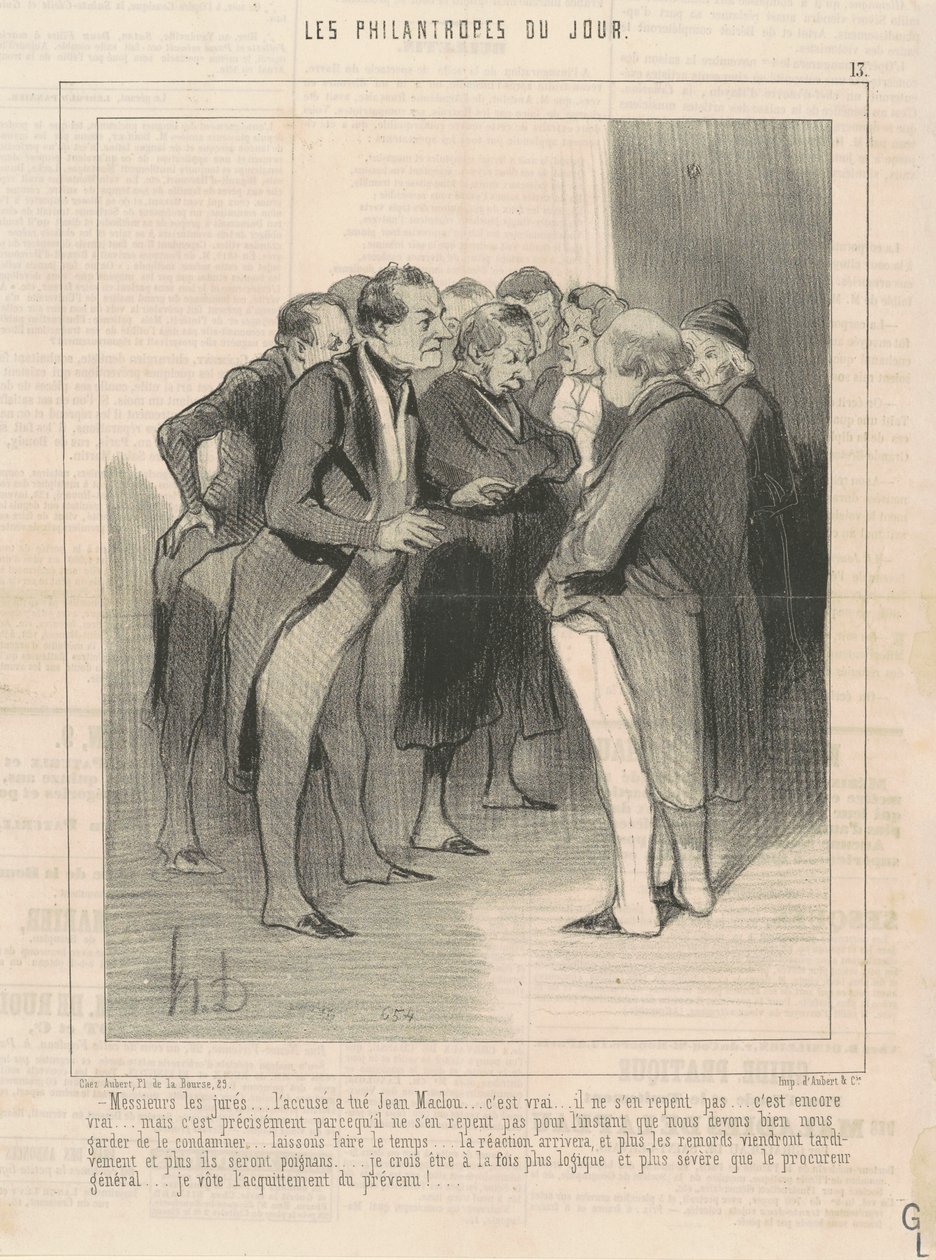 Juryens herrer... den siktede drepte Jean Maclou... av Honoré Daumier