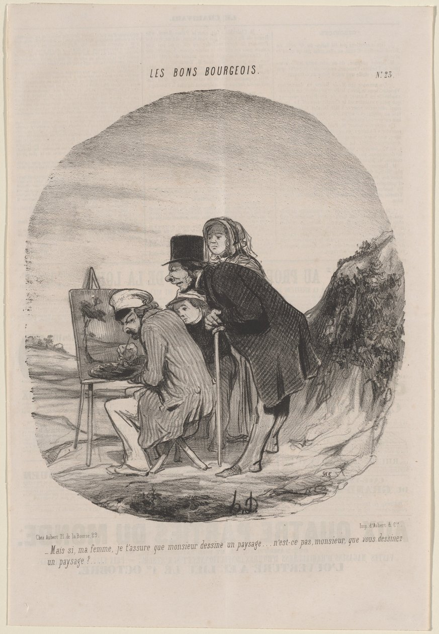 Gentleman tegner et landskap av Honoré Daumier