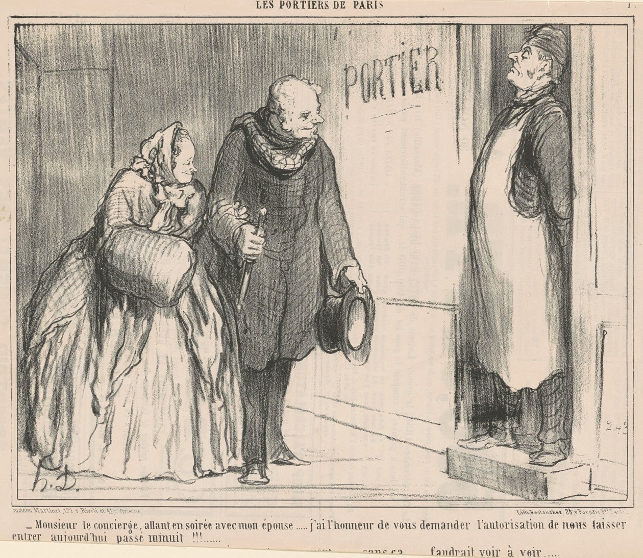 Mr. concierge, går om kvelden av Honoré Daumier