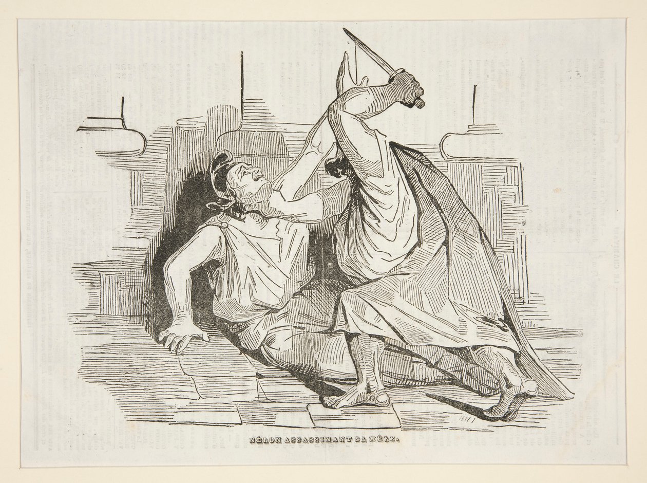 Nero myrdet moren sin, fra Charivari 9. april 1834 av Honoré Daumier