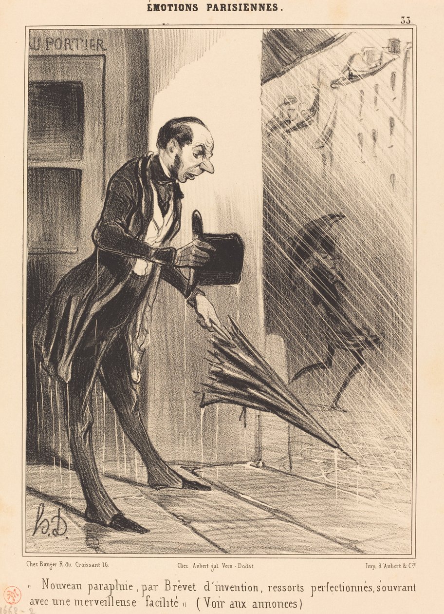 Ny paraply, av patent... av Honoré Daumier