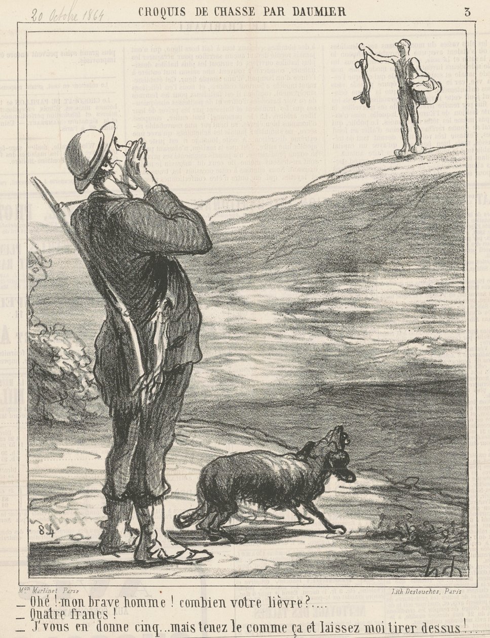 Å hei! ... Hvor mye haren din? ... av Honoré Daumier