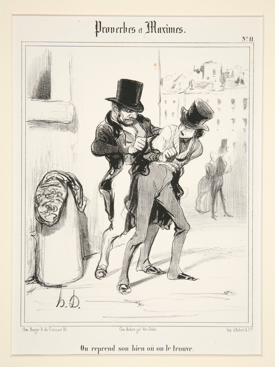 Vi tar tilbake eiendommen vår eller vi finner den, plate 11 fra Proverbes et Maximes av Honoré Daumier