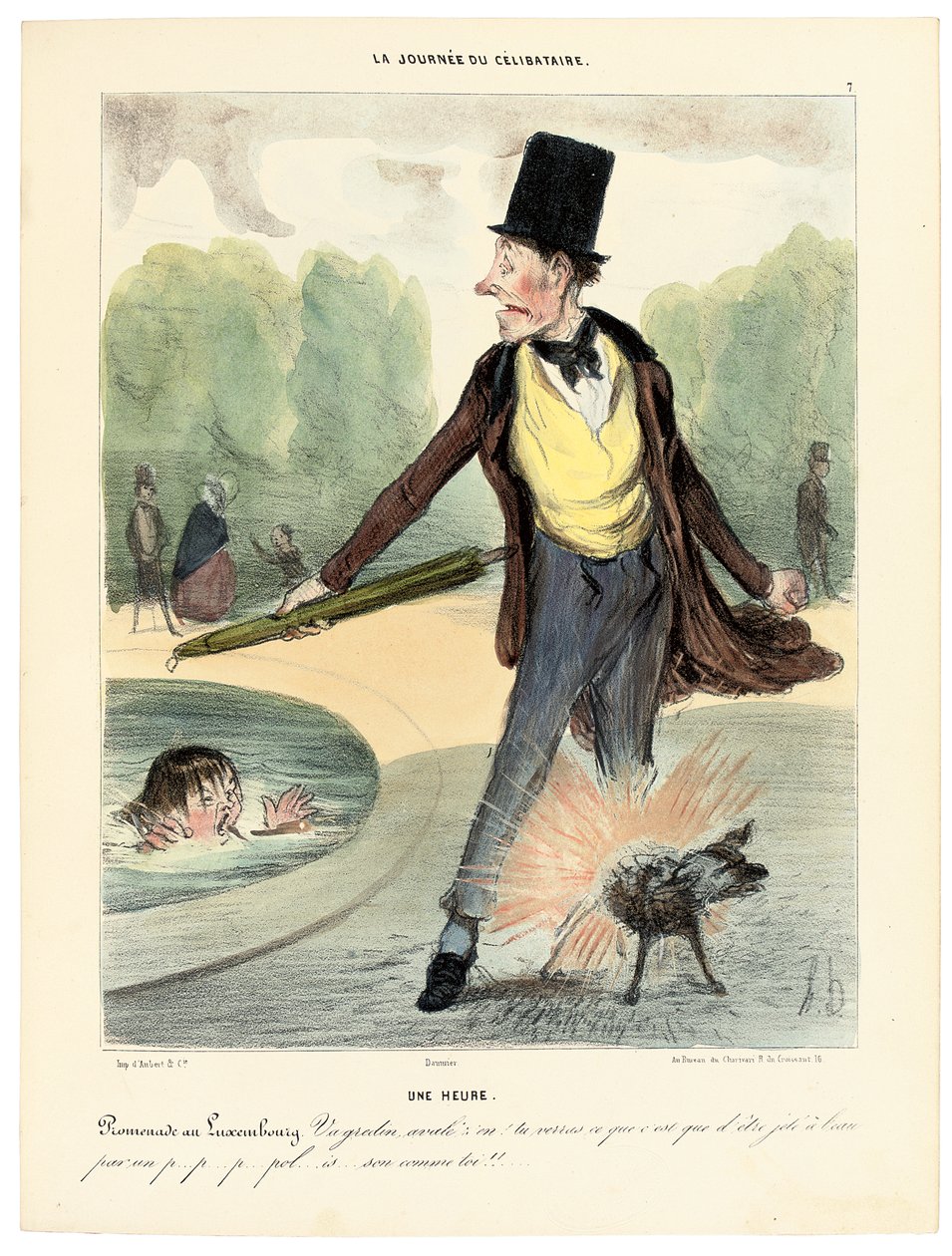 Klokken ett: Vandring i Luxembourghagen, 1839 av Honoré Daumier