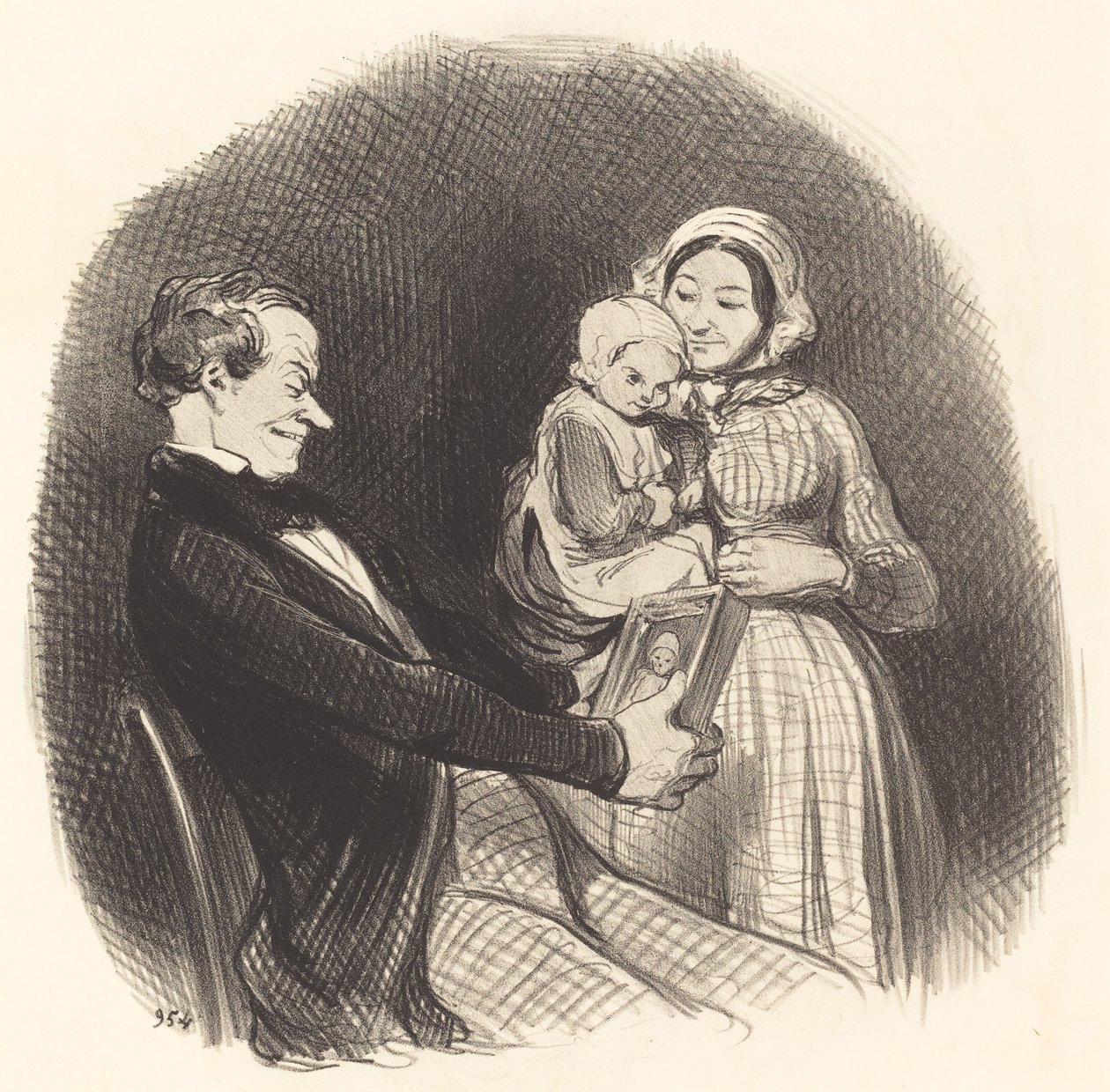 Pappa stirrer på bildet av bildet sitt av Honoré Daumier