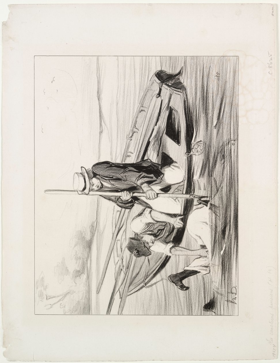 Parisian Boatmen, plate 14: Mann over bord av Honoré Daumier
