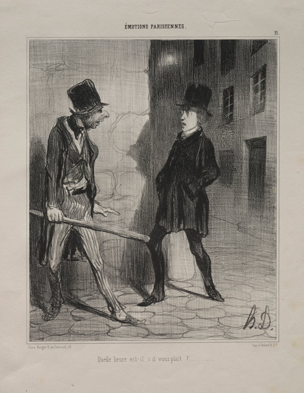 Parisian Emotions, plate 11: What Time is it Please, 24. november 1839. av Honoré Daumier
