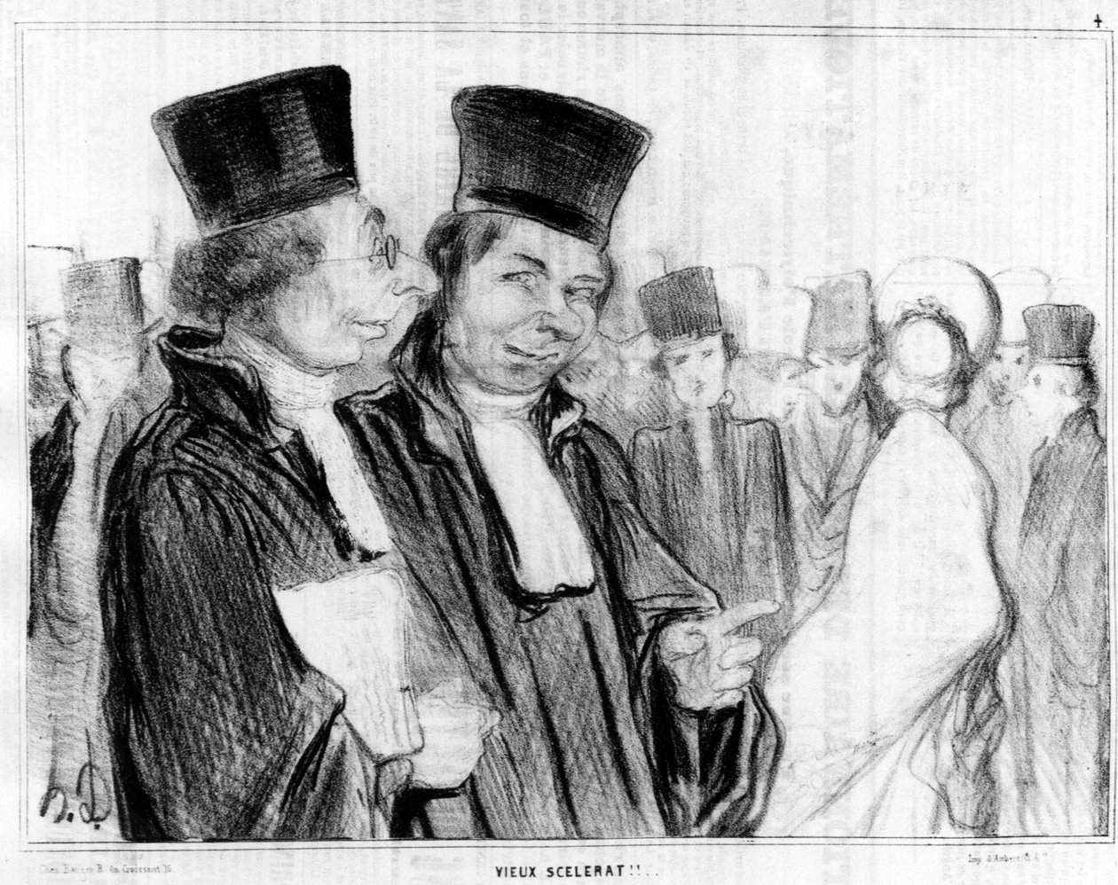 Parisertype, gammel scelerat!!, karikatur av Honore Daumier (1808-1879). "" Charivari"". av Honoré Daumier