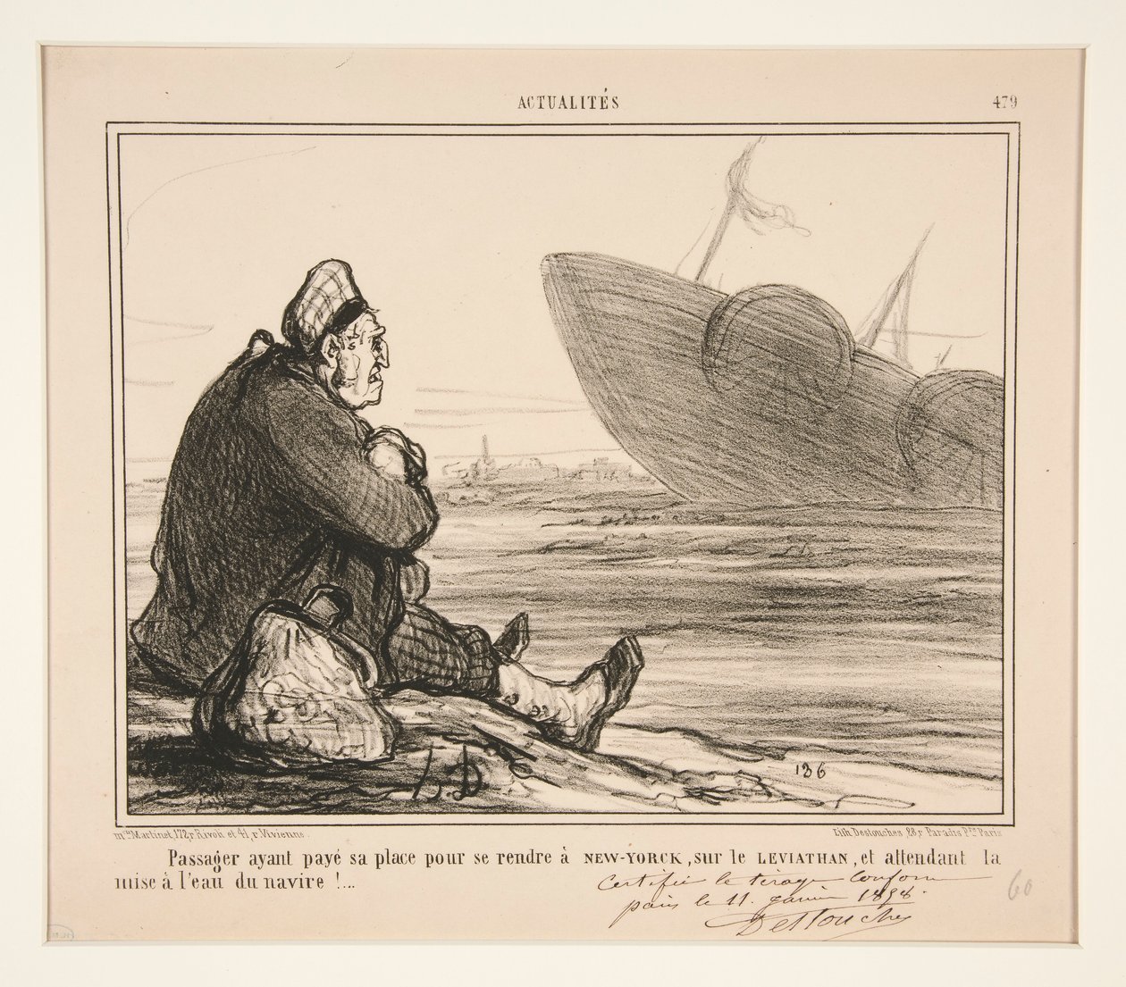 Betalt passasjer? hans sted å gå? New York, på av Honoré Daumier