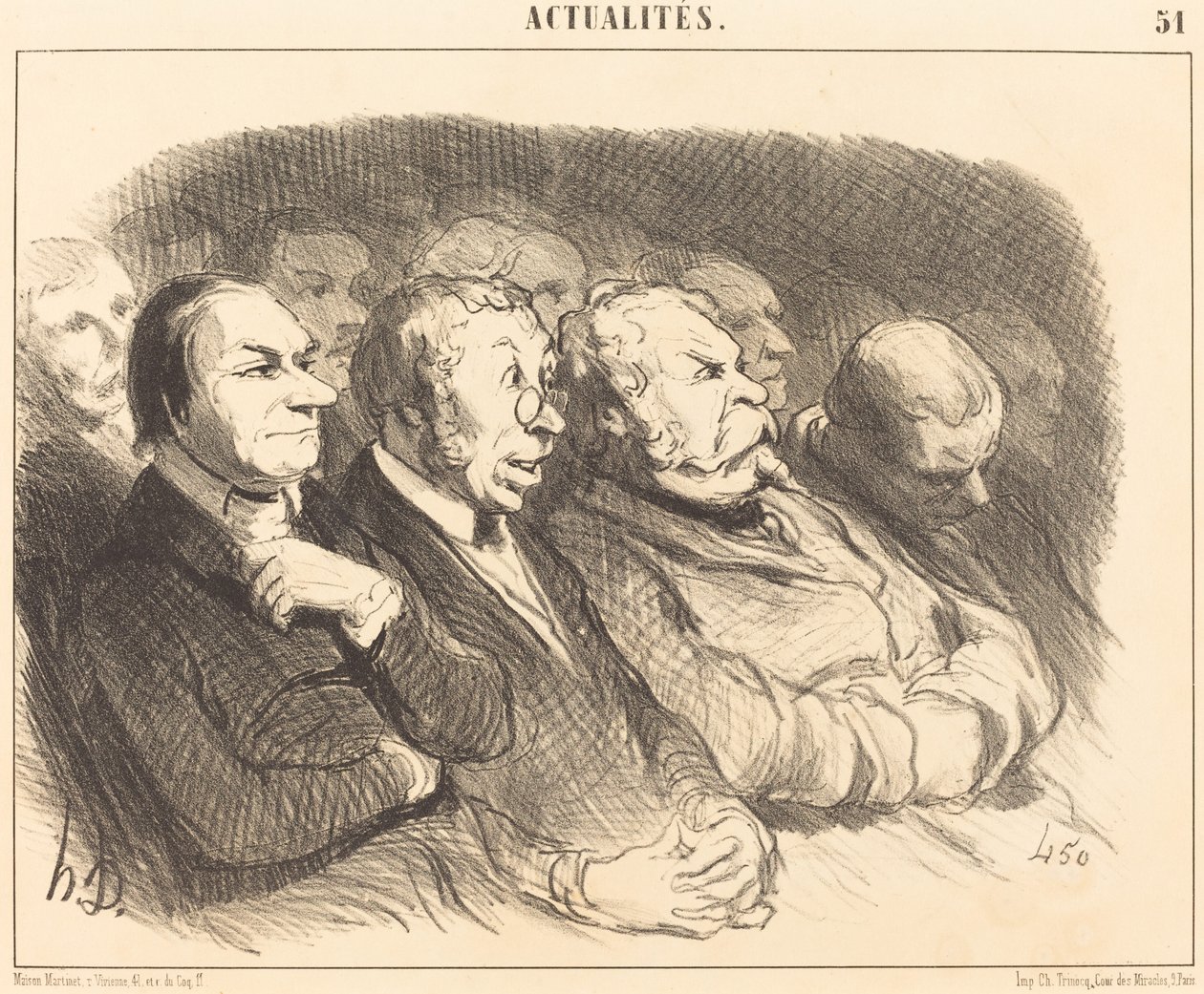 Fysiognomi av tilskuere på Porte St.-Martin... av Honoré Daumier