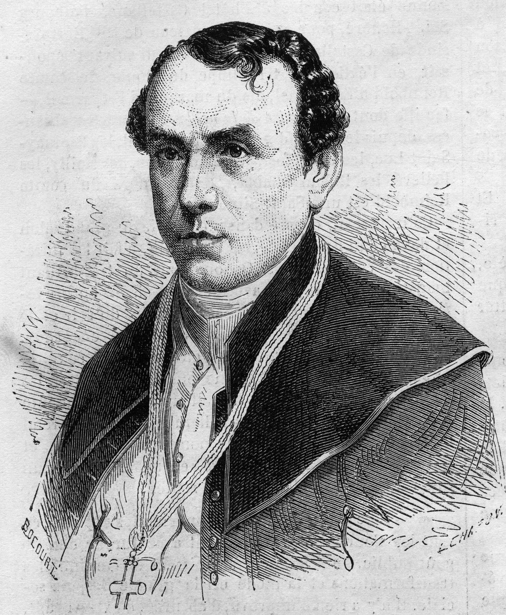 Portrait de Sigismond Felix Felinski (1822-1895), archeveque de Varsovie (Pologne). Gravure in ""Le Monde Illustre"" n°314 du 18 avril 1863. av Honoré Daumier