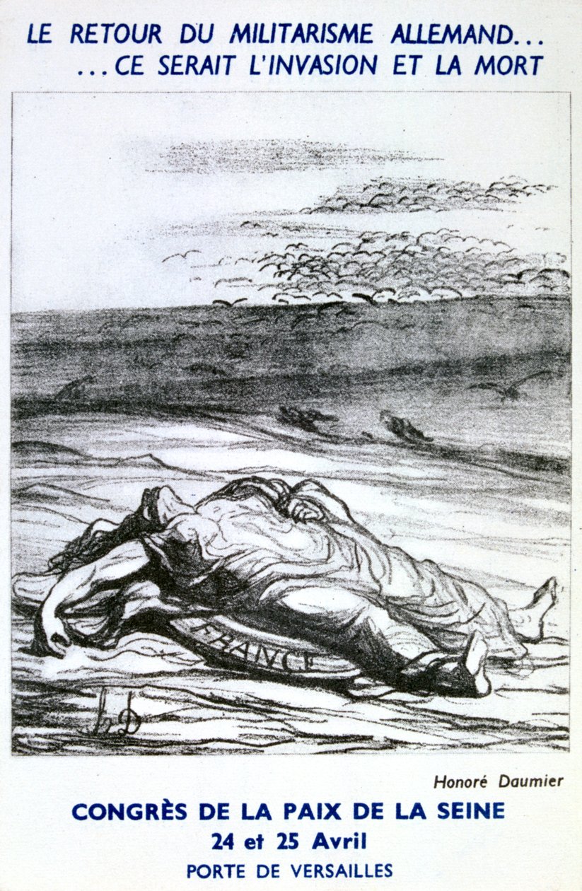 Postkort som reklamerer for kongressen for fred på Seinen, Paris av Honoré Daumier
