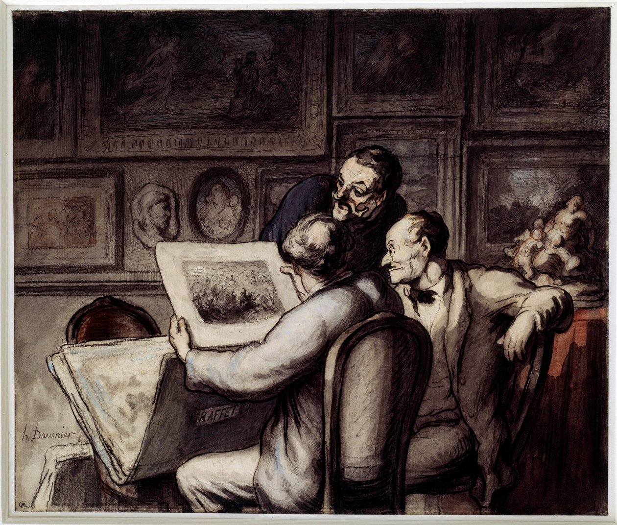 Print elskere. Akvarell, gouache og svart blyant, penn og blekk av Kina av Honore Daumier (1808-1879). Sol. 0,26 x 0,31 Musee d