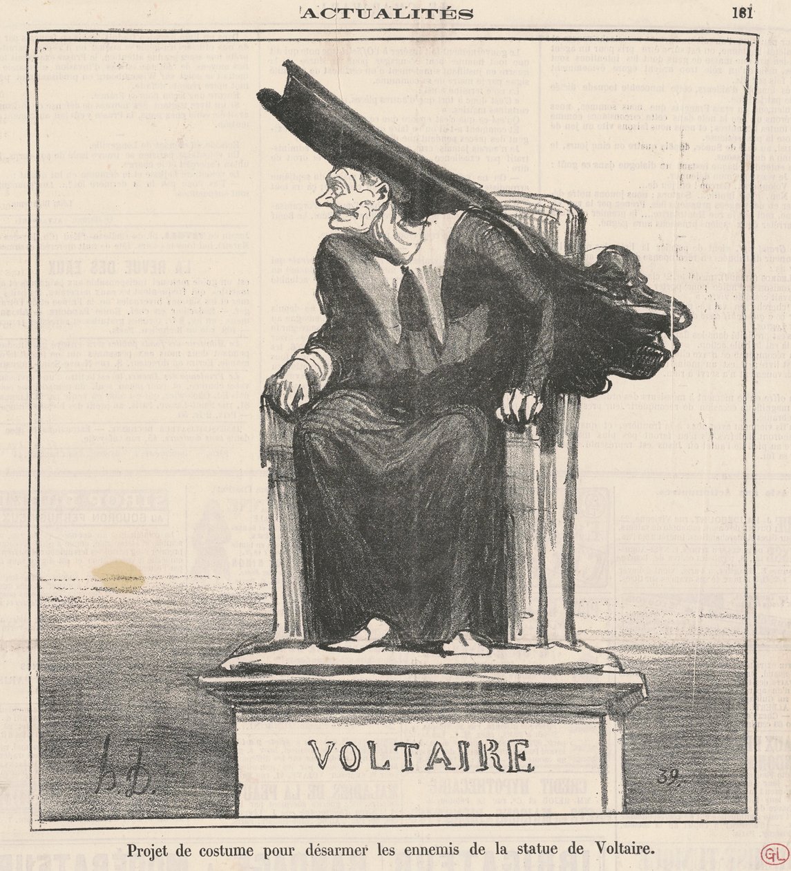 Prosjekt ... Å avvæpne fiendene til ... Voltaire av Honoré Daumier