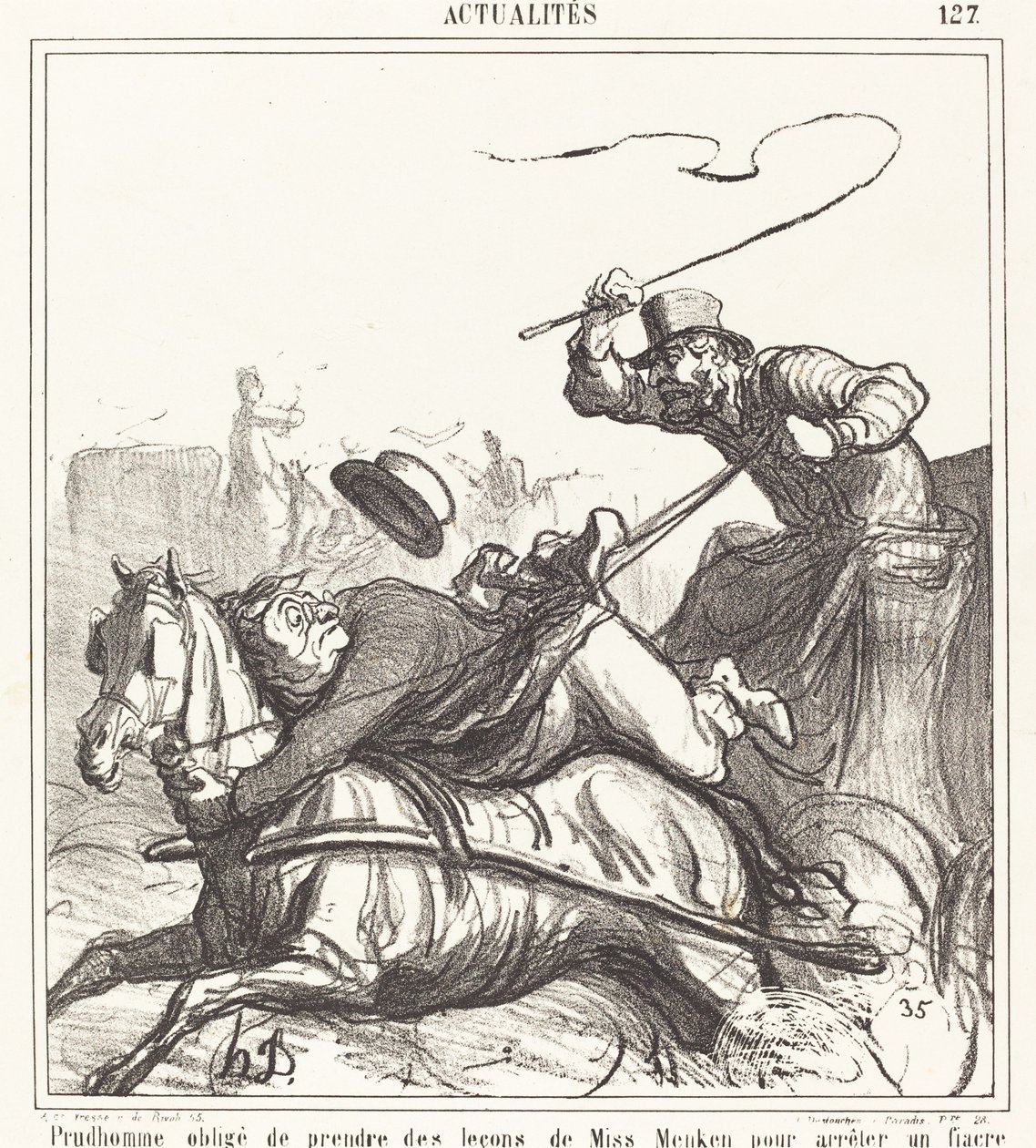 Prudhomme tvunget til å ta leksjoner... av Honoré Daumier
