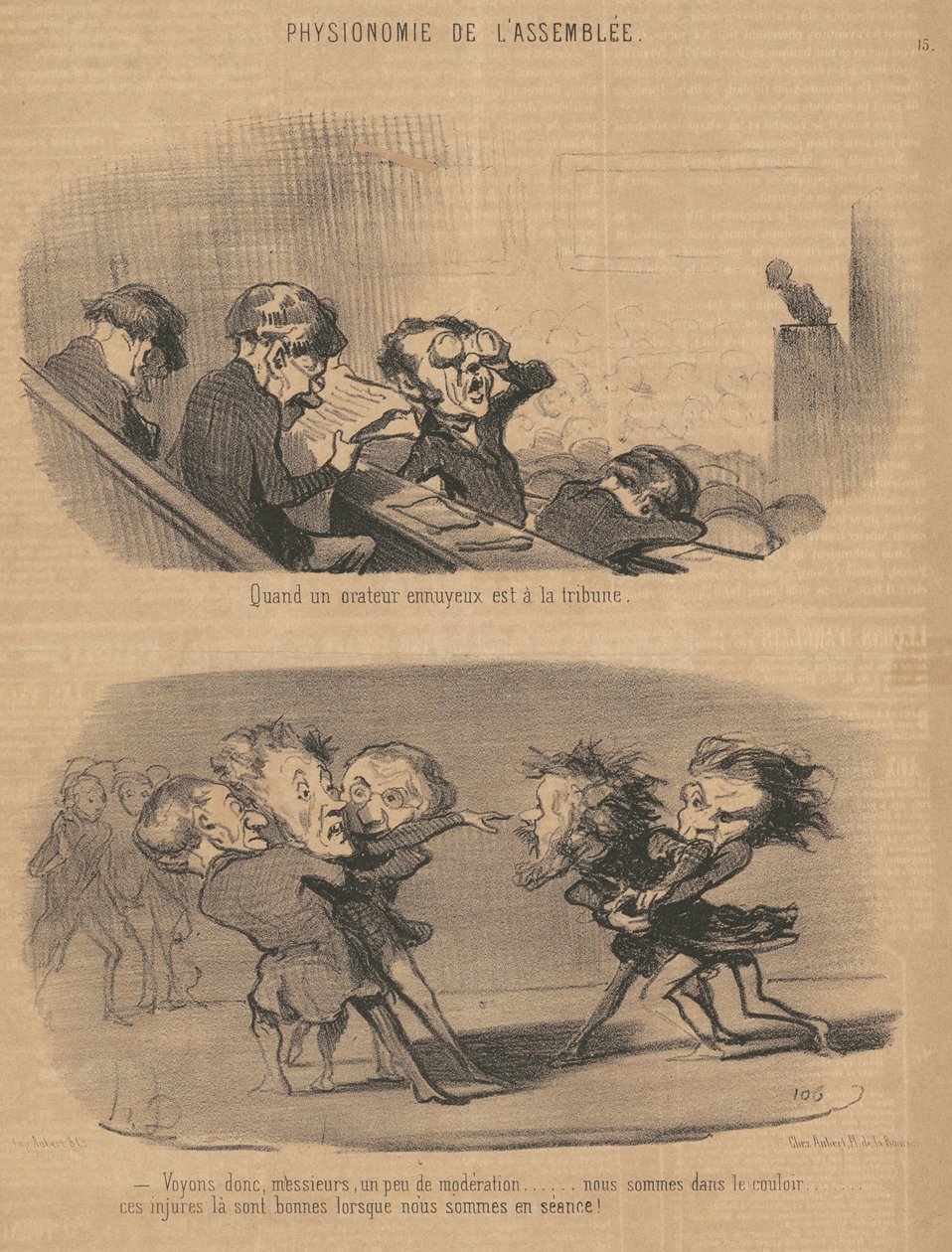 Når en kjedelig høyttaler står på talerstolen av Honoré Daumier