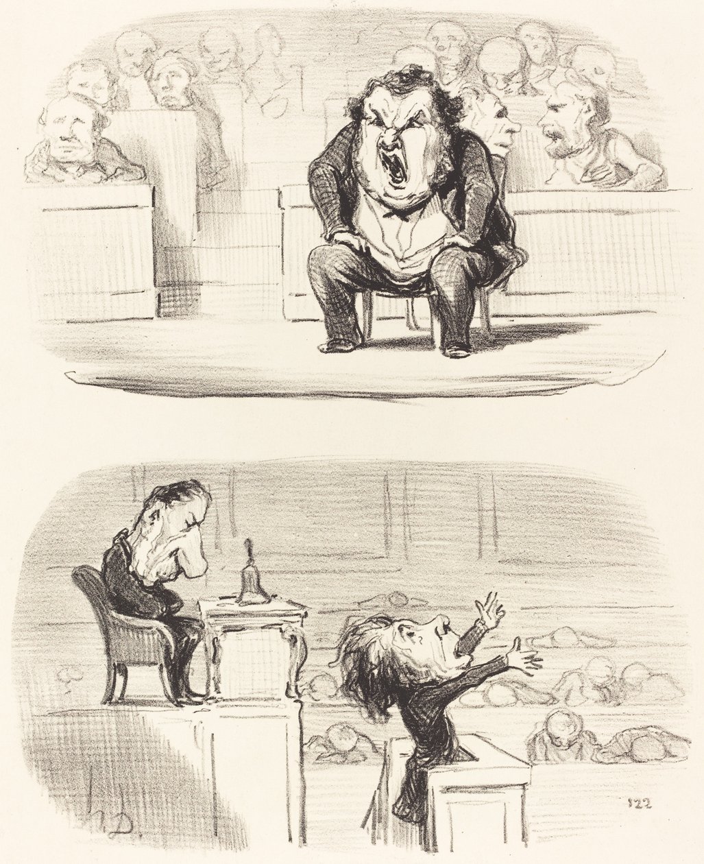 Når en kjedelig foredragsholder inntar talerstolen av Honoré Daumier