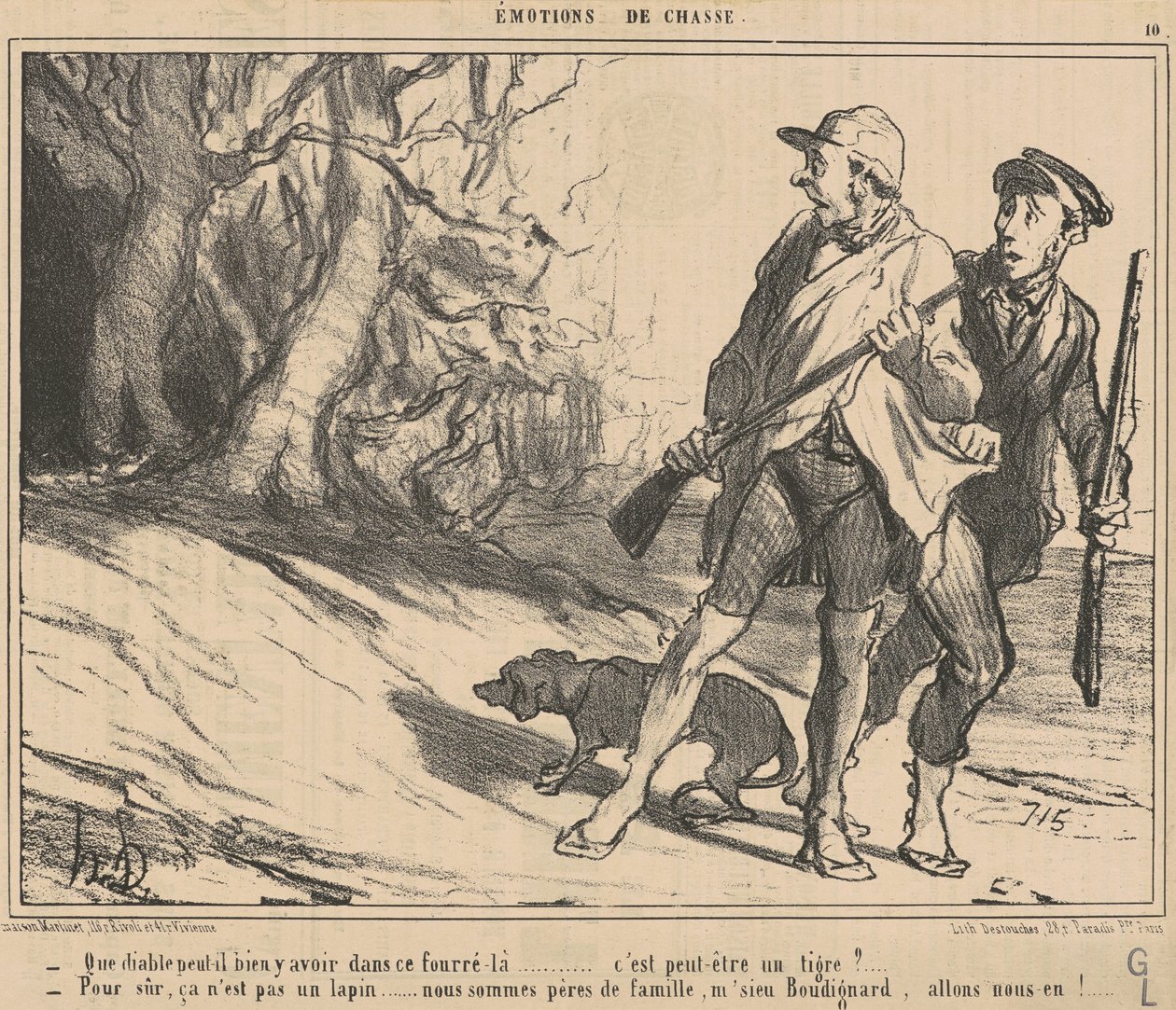 Hva i all verden kan det være i det kratt? ... av Honoré Daumier