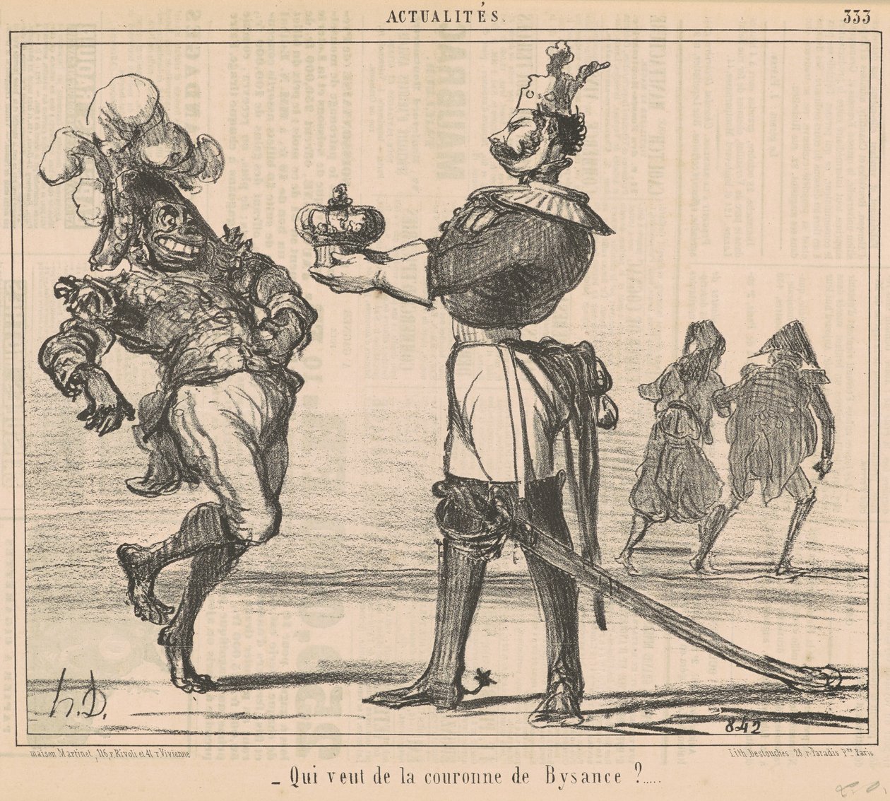 Hvem vil ha Bysantiums krone? av Honoré Daumier